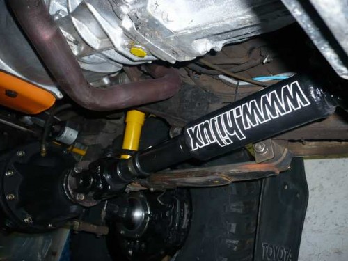 Lengthened front propshaft fitted passside view.JPG