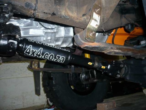 Lengthened front propshaft fitted driverside view.JPG