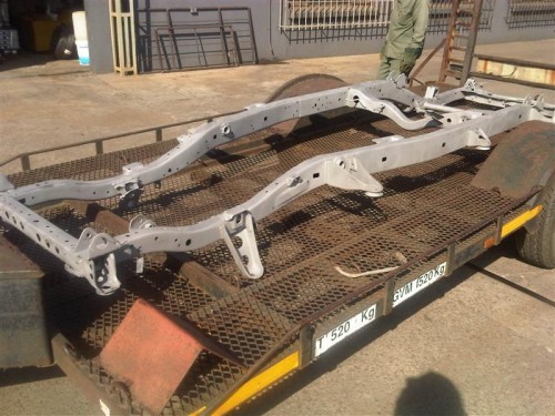 sand blasted chassis ready for galv.