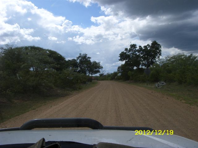 After crossing Mohembo Bridge driving in the National Park
